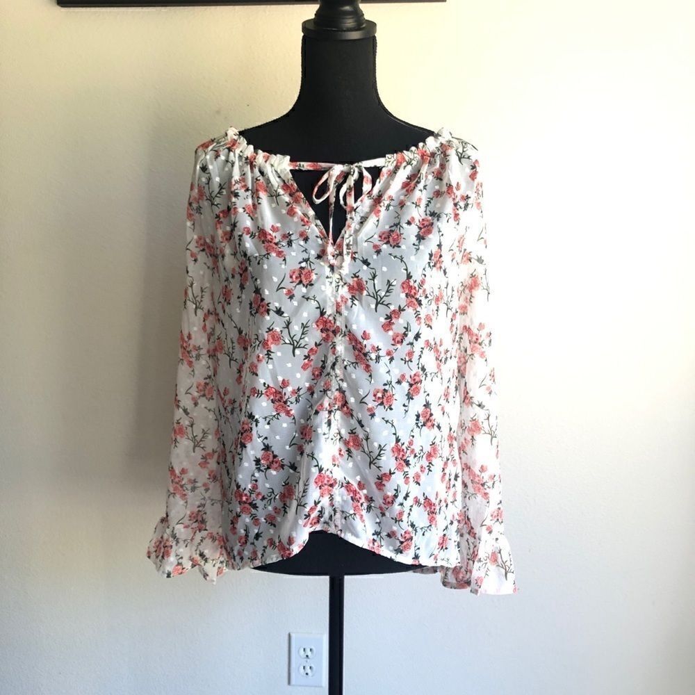 Sheer Rose Print blouse  - Picture 2 of 7